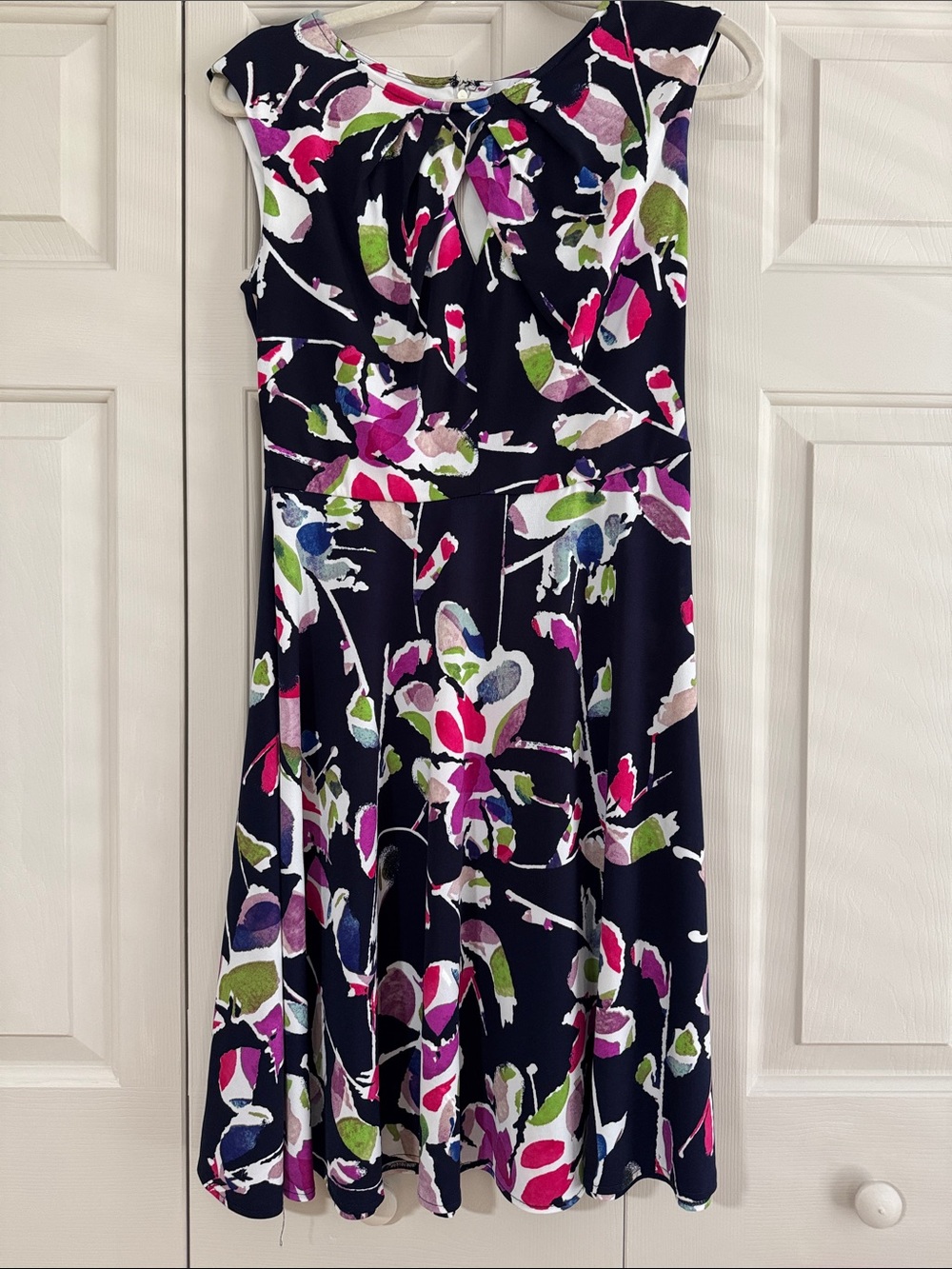 Women’s Navy Floral Fit-and-Flare Dress